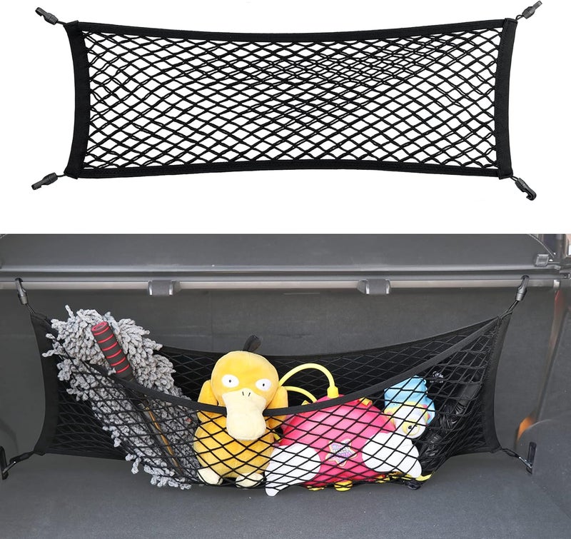 MOJIOO Double-Layer Trunk Cargo Elastic Net for SUV, 35"x11" Stretch to 65"x25" for Car Organizer Heavy Duty with Hooks - Image 1